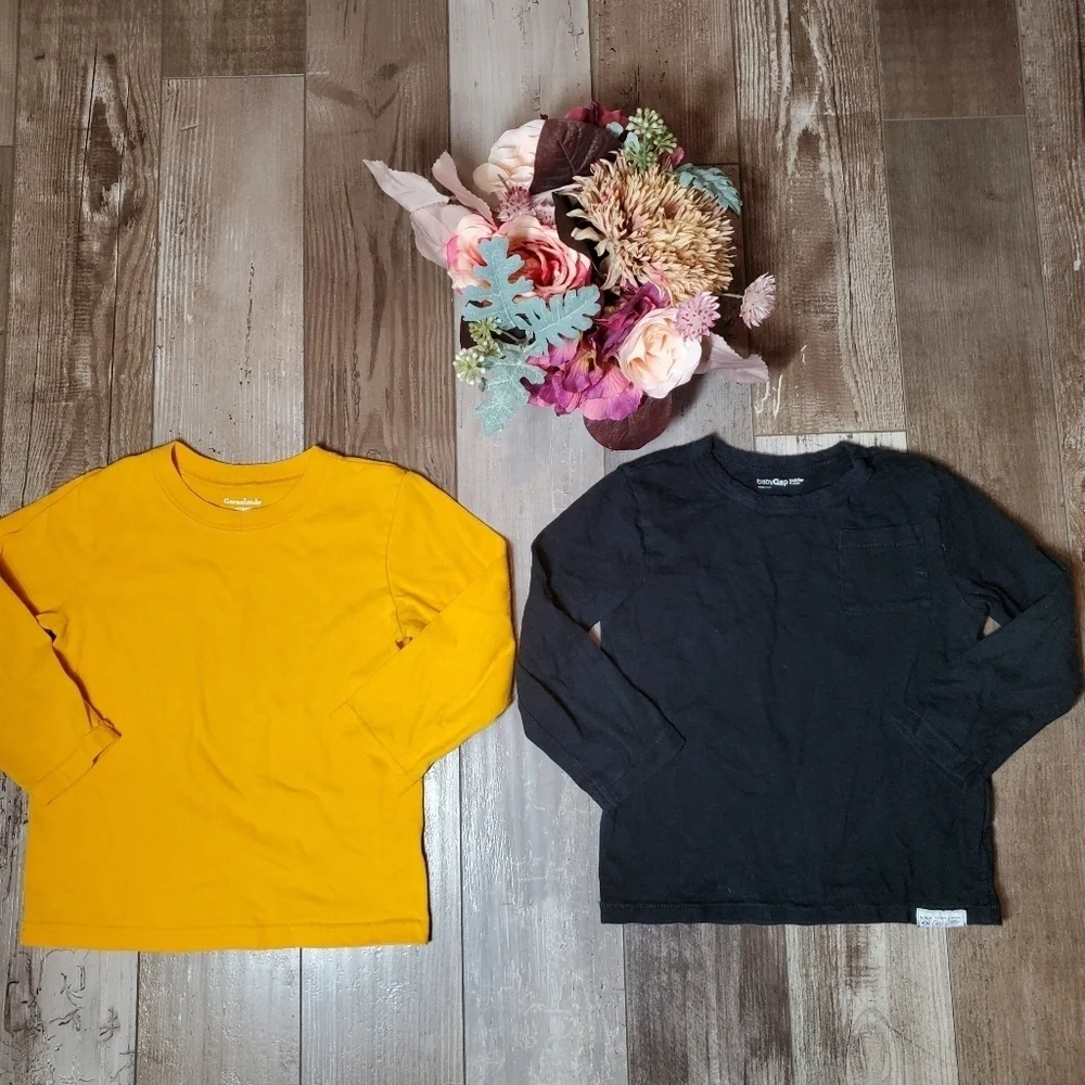 Garanimals and Baby Gap Long Sleeve T-Shirt Bundle Yellow Black 3T Toddler Boy